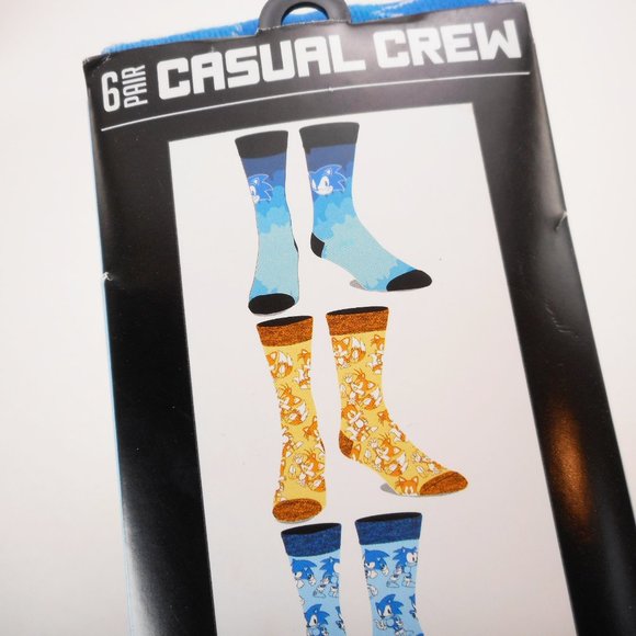 Sonic the Hedgehog Crew Socks 6 Pair Men's size US 8-12 - Picture 7 of 7